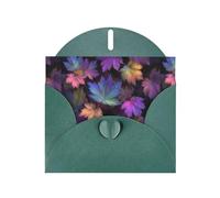 YYHWHJDE Dark Green Greeting Card Aurora Maple Leaf Pattern Perfect for Valentine's Day, Wedding Anniversary & Party Invitations