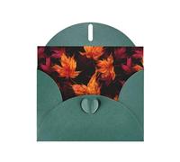 YYHWHJDE Dark Green Greeting Card Autumn Maple Is On Fire Pattern Perfect for Valentine's Day, Wedding Anniversary & Party Invitations
