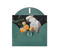 YYHWHJDE Dark Green Greeting Card Beautiful Cockatoo Bird Flower Pattern for Festive Birthday Party Invitation