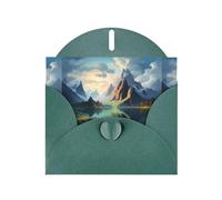 YYHWHJDE Dark Green Greeting Card Beautiful mountains and rivers Pattern for Christmas, Children's Birthday, Valentine's Day, and Party Invitation