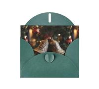 YYHWHJDE Dark Green Greeting Card Bells On Christmas Tree Pattern Perfect for Valentine's Day, Wedding Anniversary & Party Invitations