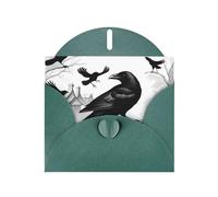 YYHWHJDE Dark Green Greeting Card Black Crow Birds Prints for Christmas, Children's Birthday, Valentine's Day, and Party Invitation