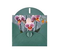 YYHWHJDE Dark Green Greeting Card Blooming Orchids Prints for Christmas, Children's Birthday, Valentine's Day, and Party Invitation