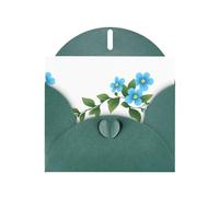 YYHWHJDE Dark Green Greeting Card Blooming small blue flowers Pattern for Festive Birthday Party Invitation