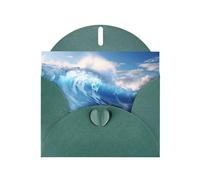 YYHWHJDE Dark Green Greeting Card Blue Ocean Waves Prints for Christmas, Children's Birthday, Valentine's Day, and Party Invitation