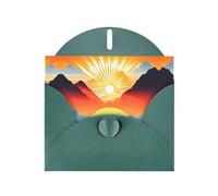 YYHWHJDE Dark Green Greeting Card Bright sunrise Pattern for Christmas, Children's Birthday, Valentine's Day, and Party Invitation