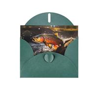 YYHWHJDE Dark Green Greeting Card Brook Trout Fly Fishing Pattern for Christmas, Children's Birthday, Valentine's Day, and Party Invitation