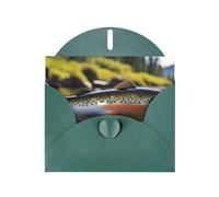 YYHWHJDE Dark Green Greeting Card Brook Trout Fly Fishing Prints for Christmas, Children's Birthday, Valentine's Day, and Party Invitation