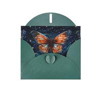 YYHWHJDE Dark Green Greeting Card Butterfly In The Starry Sky Pattern Perfect for Valentine's Day, Wedding Anniversary & Party Invitations