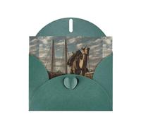 YYHWHJDE Dark Green Greeting Card Camel On The Bridge Pattern Perfect for Valentine's Day, Wedding Anniversary & Party Invitations