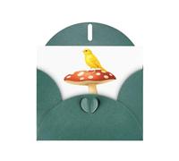 YYHWHJDE Dark Green Greeting Card Canary on a mushroom Pattern for Festive Birthday Party Invitation