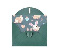 YYHWHJDE Dark Green Greeting Card Cartoon cute bunny Prints for Christmas, Children's Birthday, Valentine's Day, and Party Invitation