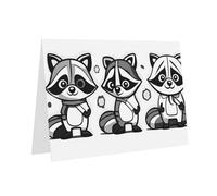 YYHWHJDE Dark Green Greeting Card Cartoon raccoon Pattern for Christmas, Children's Birthday, Valentine's Day, and Party Invitation