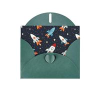 YYHWHJDE Dark Green Greeting Card Cartoon Rocket Launch Direction Pattern Perfect for Valentine's Day, Wedding Anniversary & Party Invitations