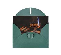 YYHWHJDE Dark Green Greeting Card cigar and whiskey Prints for Christmas, Children's Birthday, Valentine's Day, and Party Invitation