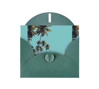 YYHWHJDE Dark Green Greeting Card Coconut Trees By The Sea Pattern Perfect for Valentine's Day, Wedding Anniversary & Party Invitations