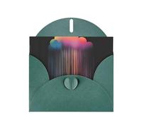 YYHWHJDE Dark Green Greeting Card Colorful rainbow rain Pattern for Christmas, Children's Birthday, Valentine's Day, and Party Invitation