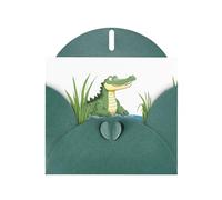 YYHWHJDE Dark Green Greeting Card Crocodile lurking in the reeds Pattern for Festive Birthday Party Invitation