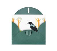 YYHWHJDE Dark Green Greeting Card Crow In The Forest Pattern Perfect for Valentine's Day, Wedding Anniversary & Party Invitations