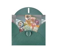 YYHWHJDE Dark Green Greeting Card Crystal Clear Sugar Cubes Pattern Perfect for Valentine's Day, Wedding Anniversary & Party Invitations