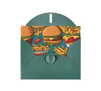YYHWHJDE Dark Green Greeting Card cute burger fries Prints for Christmas, Children's Birthday, Valentine's Day, and Party Invitation