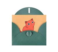 YYHWHJDE Dark Green Greeting Card Cute Kitten Pattern Perfect for Valentine's Day, Wedding Anniversary & Party Invitations