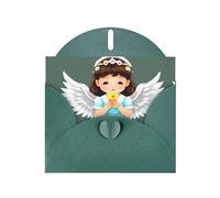YYHWHJDE Dark Green Greeting Card Cute little angel Prints for Christmas, Children's Birthday, Valentine's Day, and Party Invitation