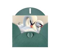 YYHWHJDE Dark Green Greeting Card Cute little swan Prints for Christmas, Children's Birthday, Valentine's Day, and Party Invitation