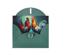 YYHWHJDE Dark Green Greeting Card Cute Rooster Chickens Pattern for Festive Birthday Party Invitation