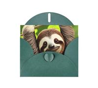 YYHWHJDE Dark Green Greeting Card Cute Sloth Prints for Christmas, Children's Birthday, Valentine's Day, and Party Invitation