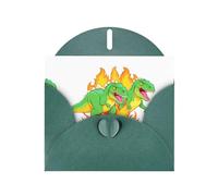 YYHWHJDE Dark Green Greeting Card Dinosaurs in flames Pattern for Festive Birthday Party Invitation