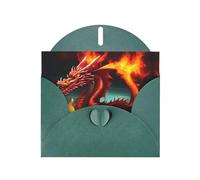 YYHWHJDE Dark Green Greeting Card Dragon King in Fire Prints for Christmas, Children's Birthday, Valentine's Day, and Party Invitation