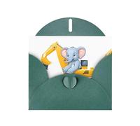 YYHWHJDE Dark Green Greeting Card Elephant on an excavator Pattern for Christmas, Children's Birthday, Valentine's Day, and Party Invitation