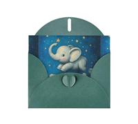 YYHWHJDE Dark Green Greeting Card Elephant Sky Park Pattern Perfect for Valentine's Day, Wedding Anniversary & Party Invitations