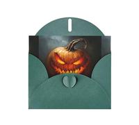 YYHWHJDE Dark Green Greeting Card Evil Devil Pumpkin Pattern Perfect for Valentine's Day, Wedding Anniversary & Party Invitations