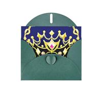 YYHWHJDE Dark Green Greeting Card Fantasy Tiara Prints for Christmas, Children's Birthday, Valentine's Day, and Party Invitation