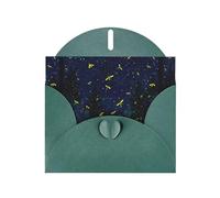 YYHWHJDE Dark Green Greeting Card Fireflies On The Stars Pattern Perfect for Valentine's Day, Wedding Anniversary & Party Invitations