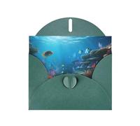 YYHWHJDE Dark Green Greeting Card Fish Ocean Theme Pattern for Festive Birthday Party Invitation