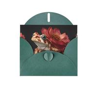 YYHWHJDE Dark Green Greeting Card Flower Tree Frog Pattern Perfect for Valentine's Day, Wedding Anniversary & Party Invitations