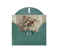 YYHWHJDE Dark Green Greeting Card Flowers In Ceramic Bottles Pattern Perfect for Valentine's Day, Wedding Anniversary & Party Invitations