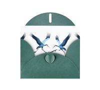 YYHWHJDE Dark Green Greeting Card Flying cranes on a branch Pattern for Christmas, Children's Birthday, Valentine's Day, and Party Invitation