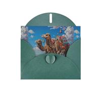 YYHWHJDE Dark Green Greeting Card Gobi camel bell Pattern Perfect for Valentine's Day, Wedding Anniversary & Party Invitations