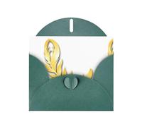 YYHWHJDE Dark Green Greeting Card Golden Phoenix Feather Pattern for Festive Birthday Party Invitation