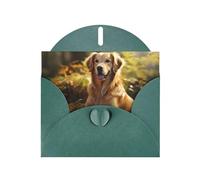 YYHWHJDE Dark Green Greeting Card golden retriever Pattern for Festive Birthday Party Invitation