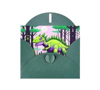 YYHWHJDE Dark Green Greeting Card Green dinosaur Pattern for Christmas, Children's Birthday, Valentine's Day, and Party Invitation