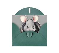 YYHWHJDE Dark Green Greeting Card Grey rat Prints for Christmas, Children's Birthday, Valentine's Day, and Party Invitation
