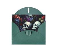 YYHWHJDE Dark Green Greeting Card horrible dark skulls flowers pattern Pattern for Festive Birthday Party Invitation