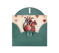 YYHWHJDE Dark Green Greeting Card Human Anatomy Heart Chart Prints for Christmas, Children's Birthday, Valentine's Day, and Party Invitation