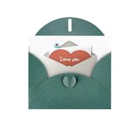 YYHWHJDE Dark Green Greeting Card I love you on the envelope Pattern for Festive Birthday Party Invitation
