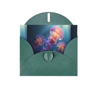 YYHWHJDE Dark Green Greeting Card Jellyfish in the ocean Pattern for Christmas, Children's Birthday, Valentine's Day, and Party Invitation